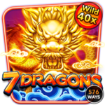 7 Dragons slot game icon featuring a golden dragon with “Wild 40x” bonus text.