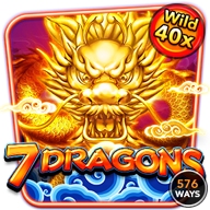 7 Dragons slot game icon featuring a golden dragon with “Wild 40x” bonus text.