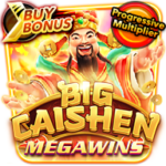 Big Caishen Megaways slot game icon featuring a smiling 财神 (Caishen) character with gold ingots, “Buy Bonus,” and “Progressive Multiplier” text.