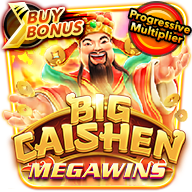 Big Caishen Megaways slot game icon featuring a smiling 财神 (Caishen) character with gold ingots, “Buy Bonus,” and “Progressive Multiplier” text.