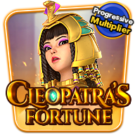 Cleopatra’s Fortune slot game icon featuring an Egyptian queen with “Progressive Multiplier” label.