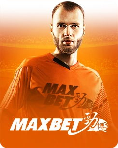 Football player in an orange jersey with MAXBET logo on an orange background.