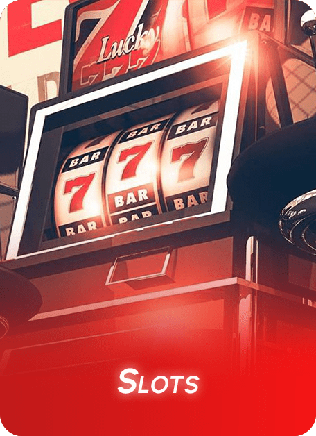 Slot machine displaying triple 7 jackpot with the word “Slots” on a red background.